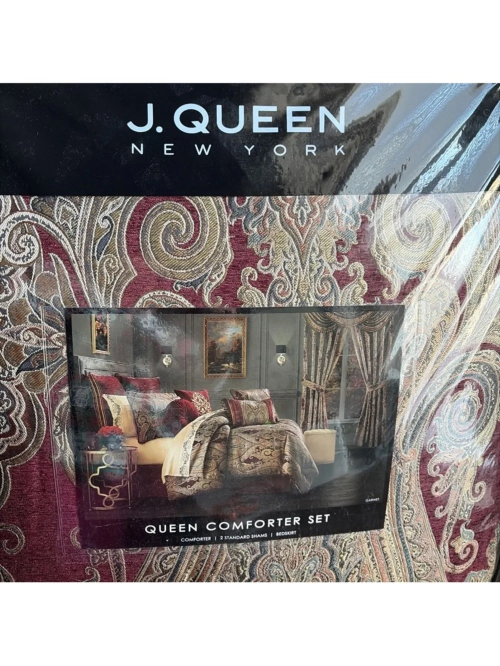 J. Queen New York Garnet Comforter Set Sz Queen NEW